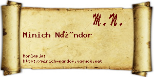 Minich Nándor névjegykártya